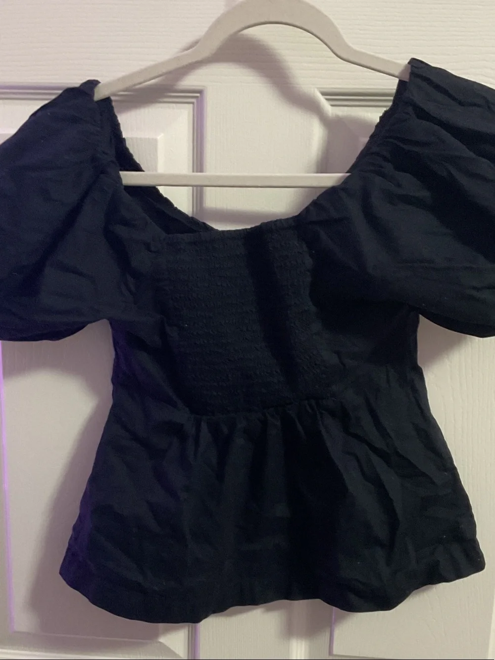 Old Navy Black Puff Sleeve Peasant Top